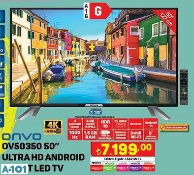 ONVO 50 ULTRA HD ANDROİD SMART LED TV